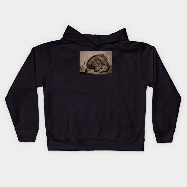 Beetle Hog by the creek Kids Hoodie by Cosmic Terrors